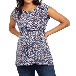 Motherhood Maternity Blue Peplum Blouse